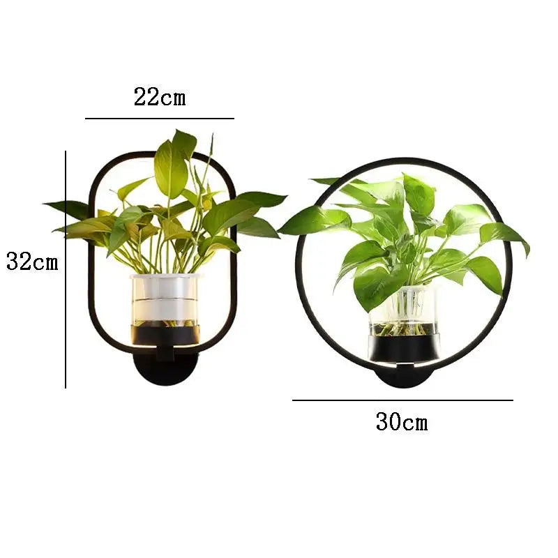 Plant Wall Light Warm LED Backlight Glass Vase
