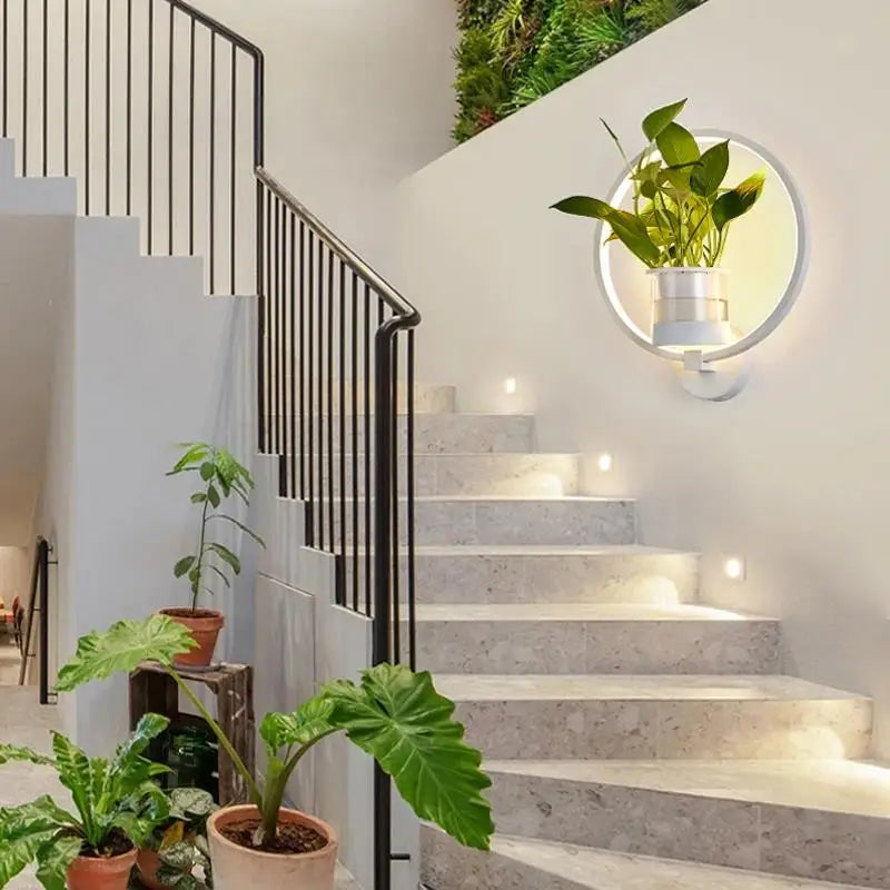 Plant Wall Light Warm LED Backlight Glass Vase