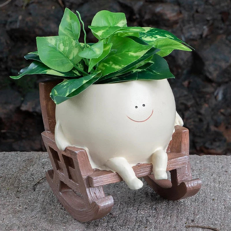 Planter Smiley Face Weatherproof Resin