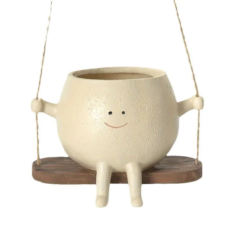 Planter Smiley Face Weatherproof Resin