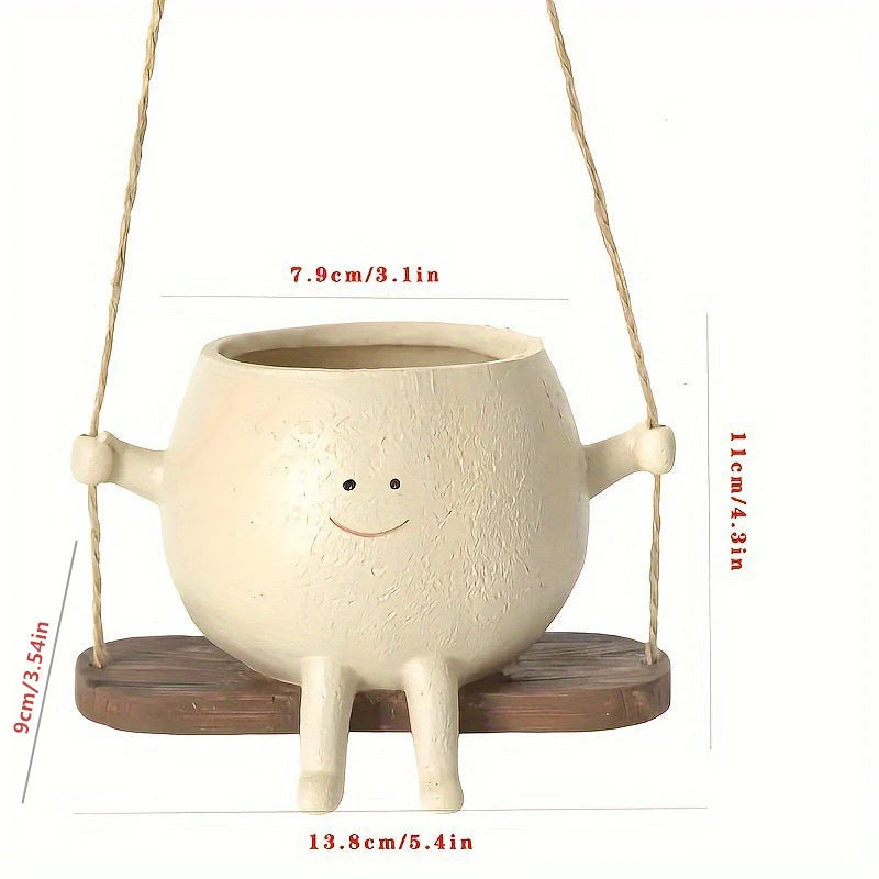 Planter Smiley Face Weatherproof Resin