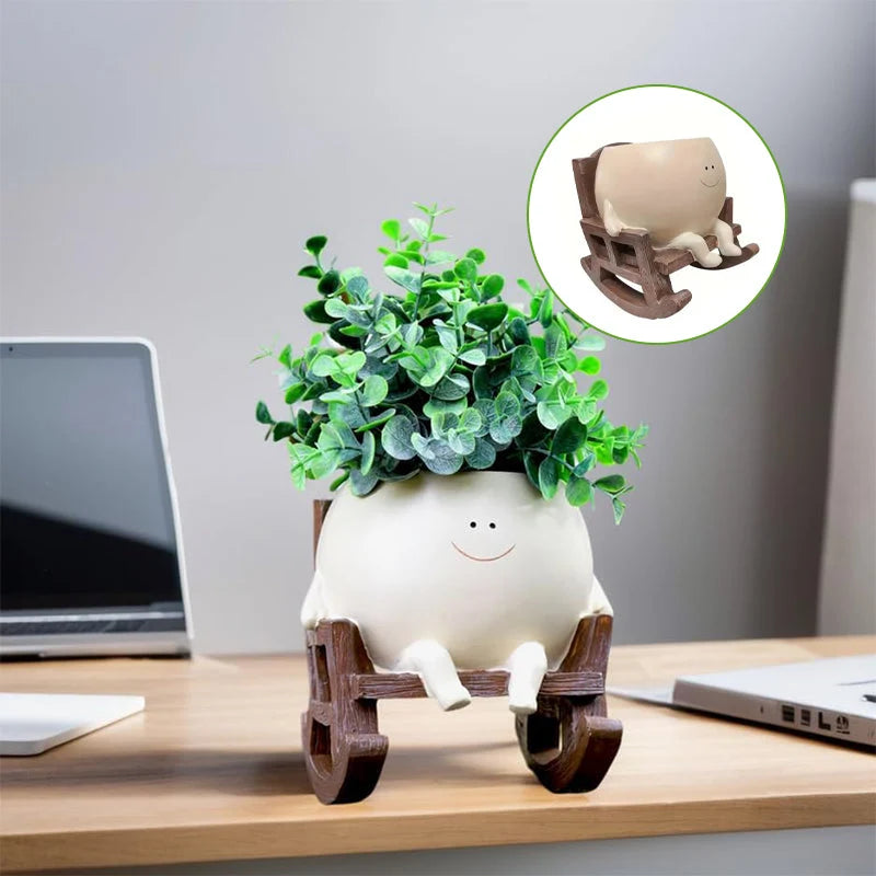 Planter Smiley Face Weatherproof Resin