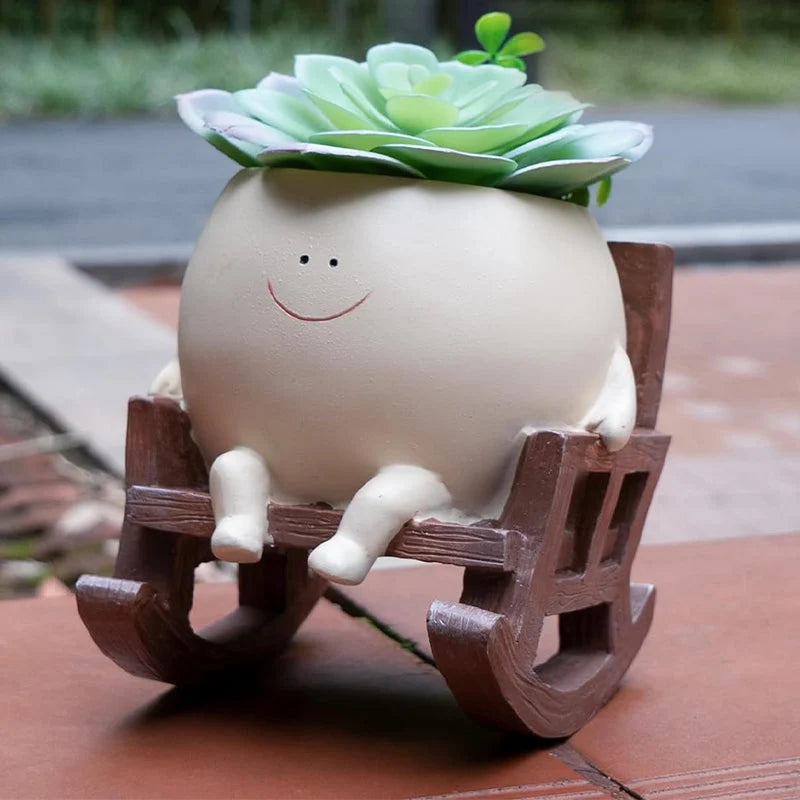 Planter Smiley Face Weatherproof Resin