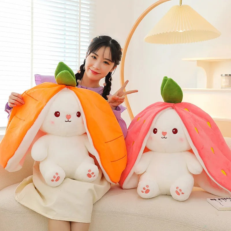 Plush Bunny Hidden Compartment Carrot & Strawberry
