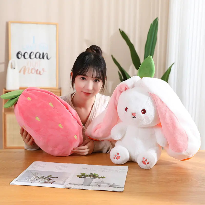 Plush Bunny Hidden Compartment Carrot & Strawberry