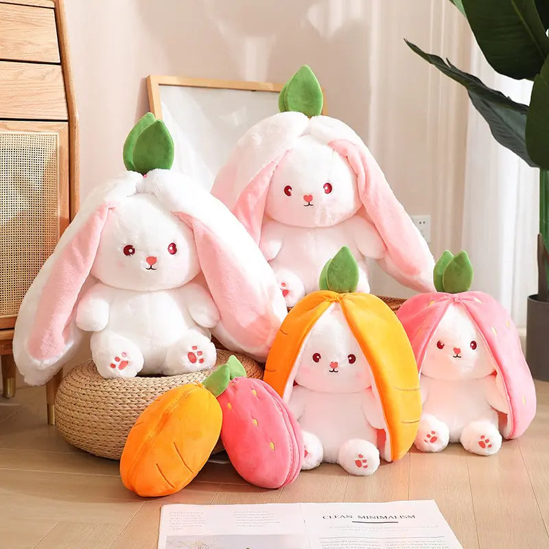 Plush Bunny Hidden Compartment Carrot & Strawberry