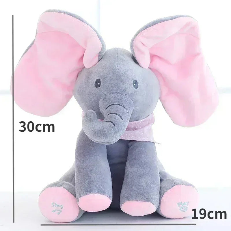 Plush Elephant Toy Interactive Music & Peekaboo Hypoallergenic