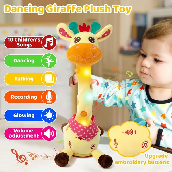 Plush Giraffe Toy Ultra-Soft Voice Repeater 60 Songs
