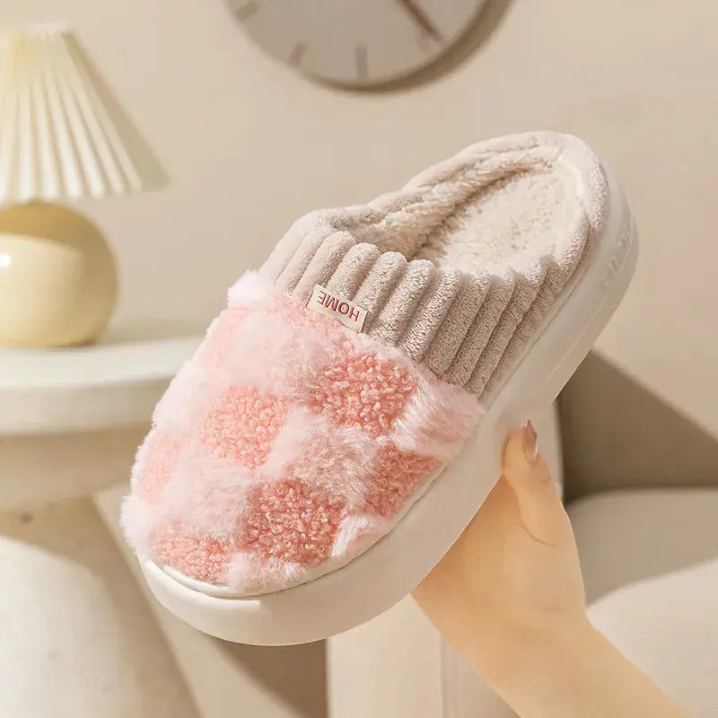 Plush Slippers Non-Slip Thick Padded Sole Cozy Lining