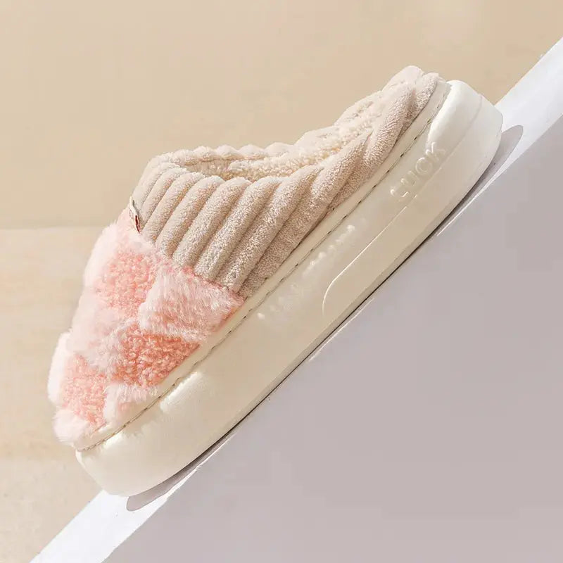 Plush Slippers Non-Slip Thick Padded Sole Cozy Lining