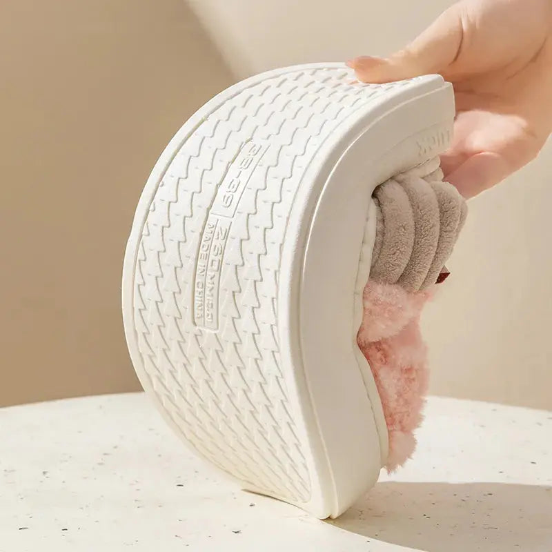 Plush Slippers Non-Slip Thick Padded Sole Cozy Lining