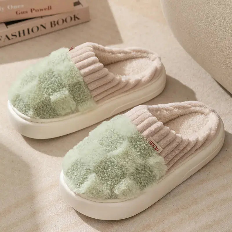 Plush Slippers Non-Slip Thick Padded Sole Cozy Lining