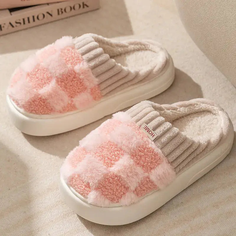 Plush Slippers Non-Slip Thick Padded Sole Cozy Lining