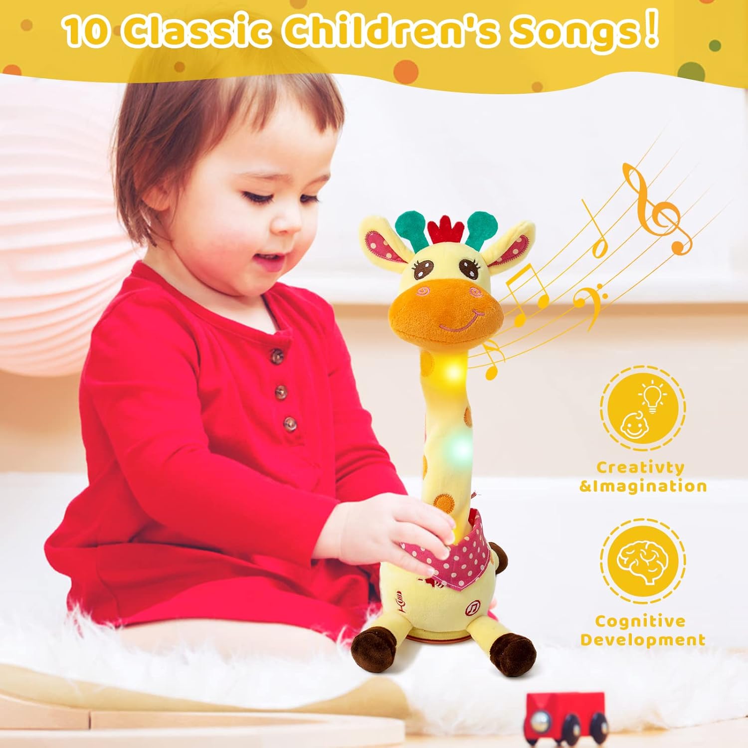 Plush Toy Musical Interactive Adjustable Volume Rechargeable Or Battery