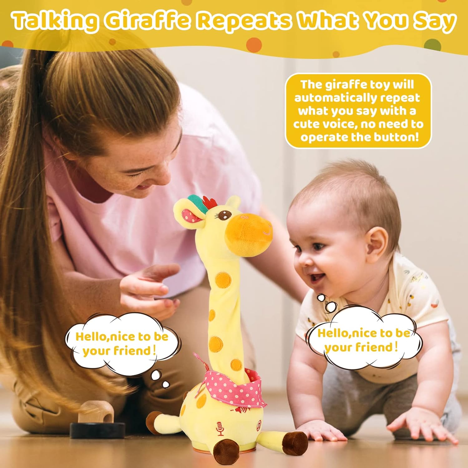 Plush Toy Musical Interactive Adjustable Volume Rechargeable Or Battery