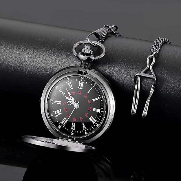 Pocket Watch Quartz Movement Roman Numerals Metal Case
