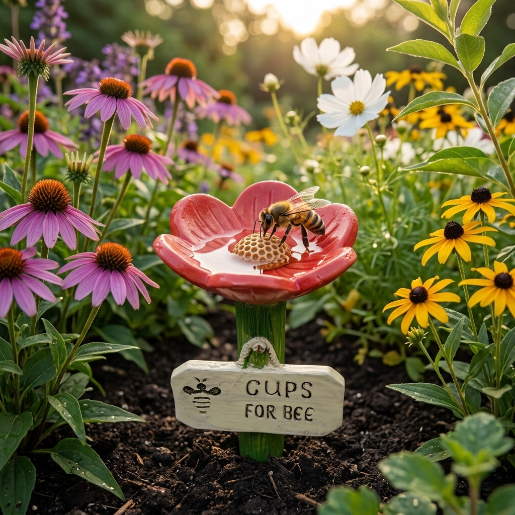 Pollinator Waterer Hand-Painted Weatherproof Resin