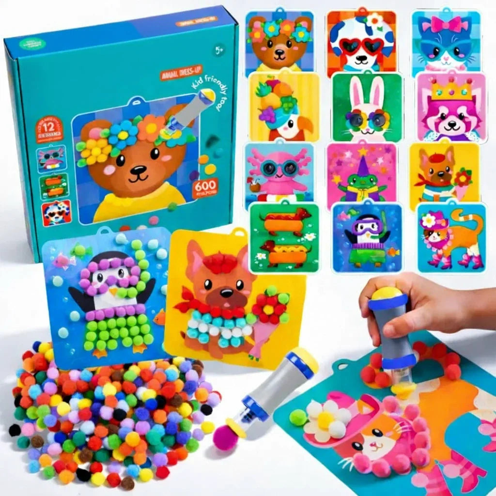 Pom Pom Craft Kit 600 Pack Pressing Tool