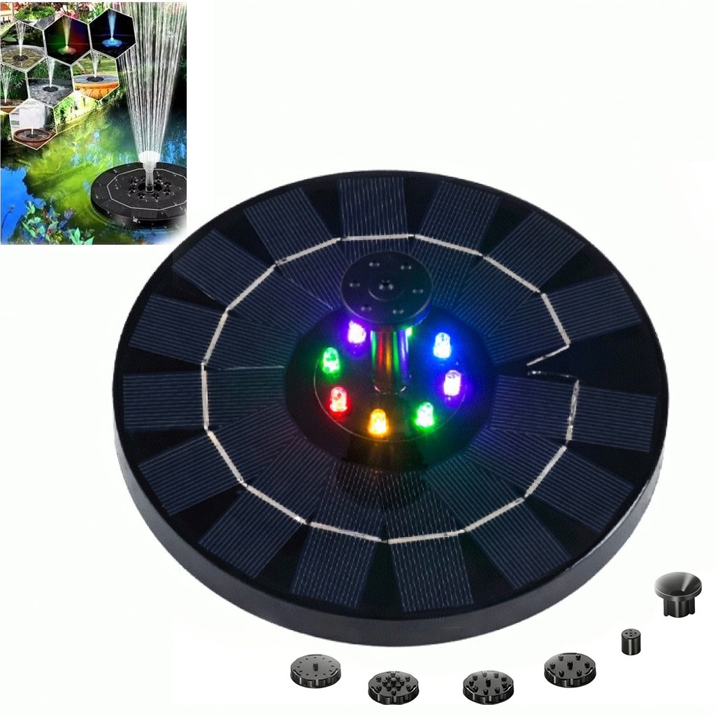 Pond Fountain Solar-Powered Floating Interchangeable Nozzles