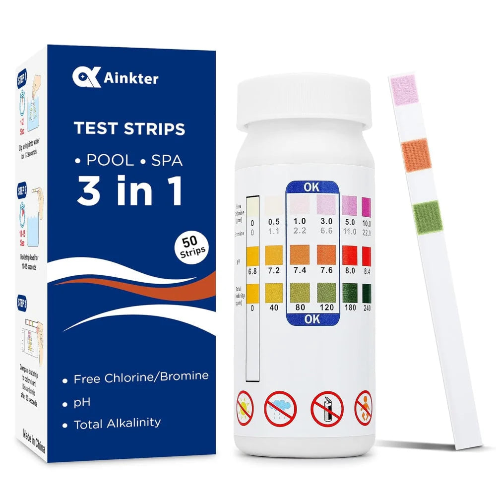 Pool Test Strips Chlorine pH Alkalinity 50 Pack