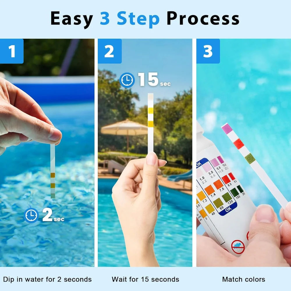 Pool Test Strips Chlorine pH Alkalinity 50 Pack