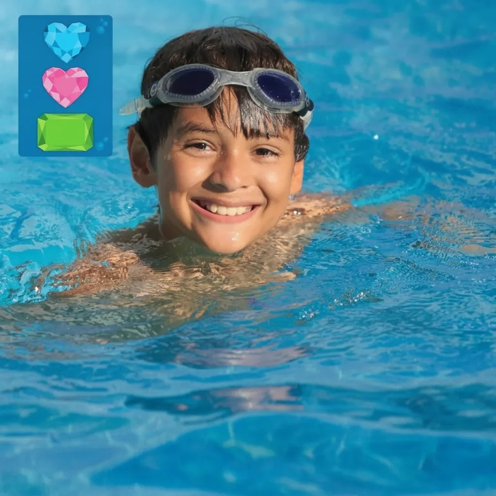 Pool Treasure Hunt Game Waterproof Gems & Challenge Cards