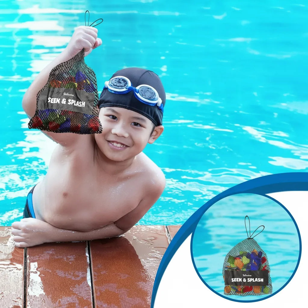Pool Treasure Hunt Game Waterproof Gems & Challenge Cards