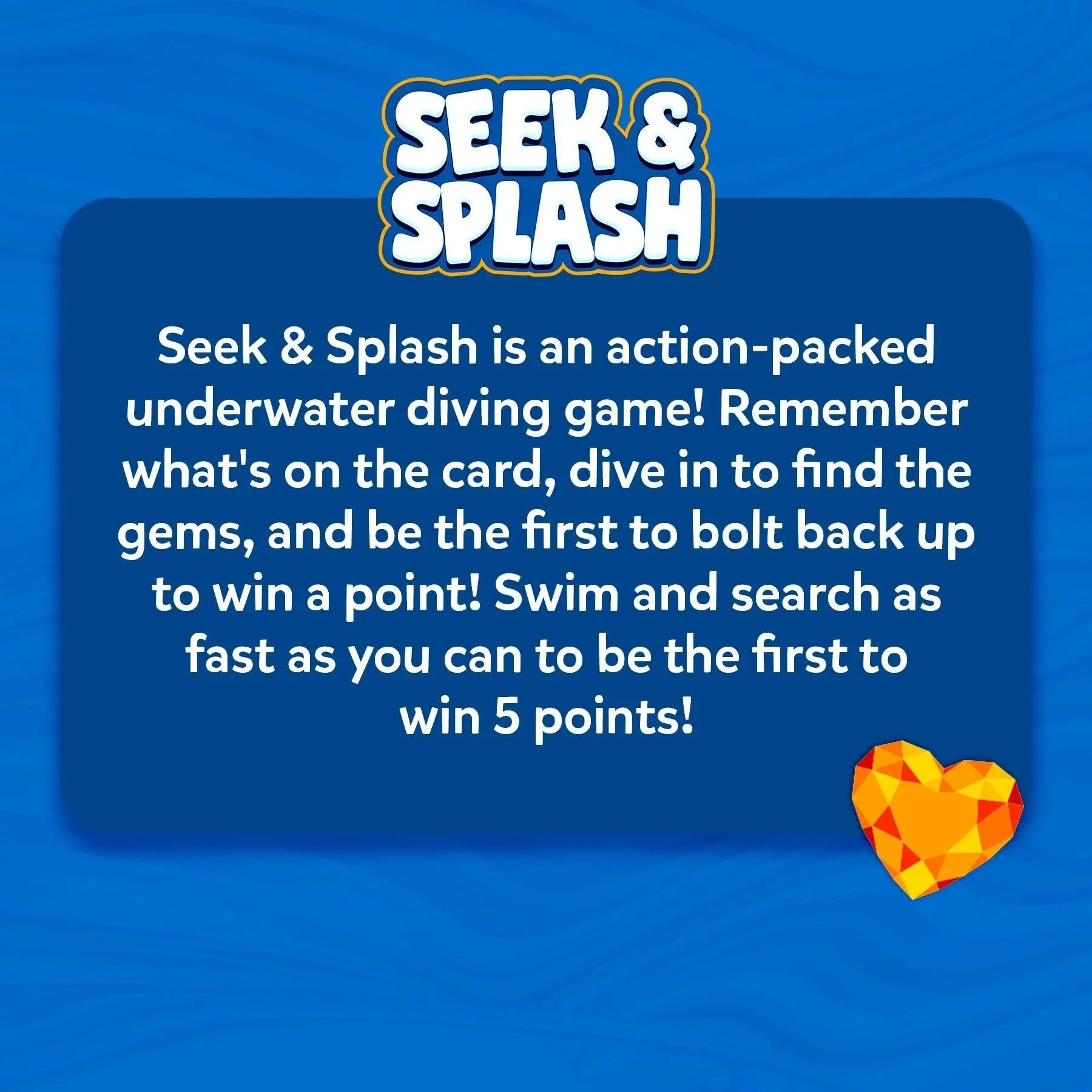 Pool Treasure Hunt Game Waterproof Gems & Challenge Cards
