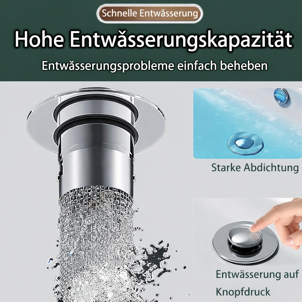 Pop-Up Drain Stopper Anti-Clog Filter Tool-Free Install