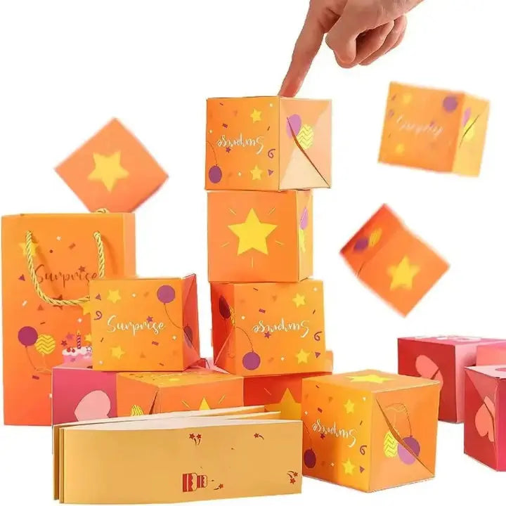 Pop-Up Gift Box Velvet-Lined Cardboard Includes Gift Bag