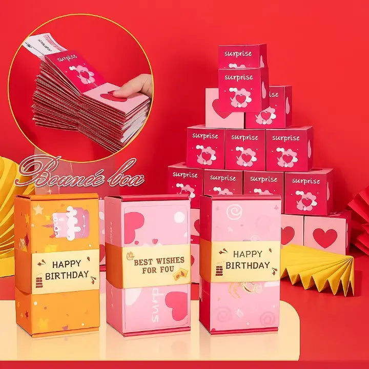 Pop-Up Gift Box Velvet-Lined Cardboard Includes Gift Bag