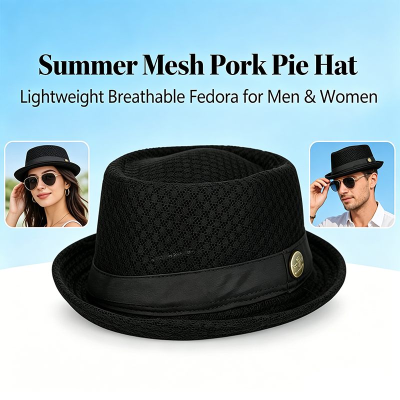 Pork Pie Hat Breathable Polyester Mesh Sweat Absorbing Band