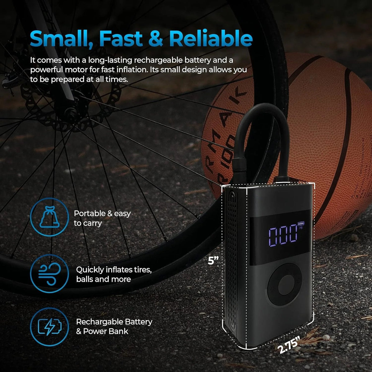 Portable Air Compressor Cordless Rechargeable Digital LCD