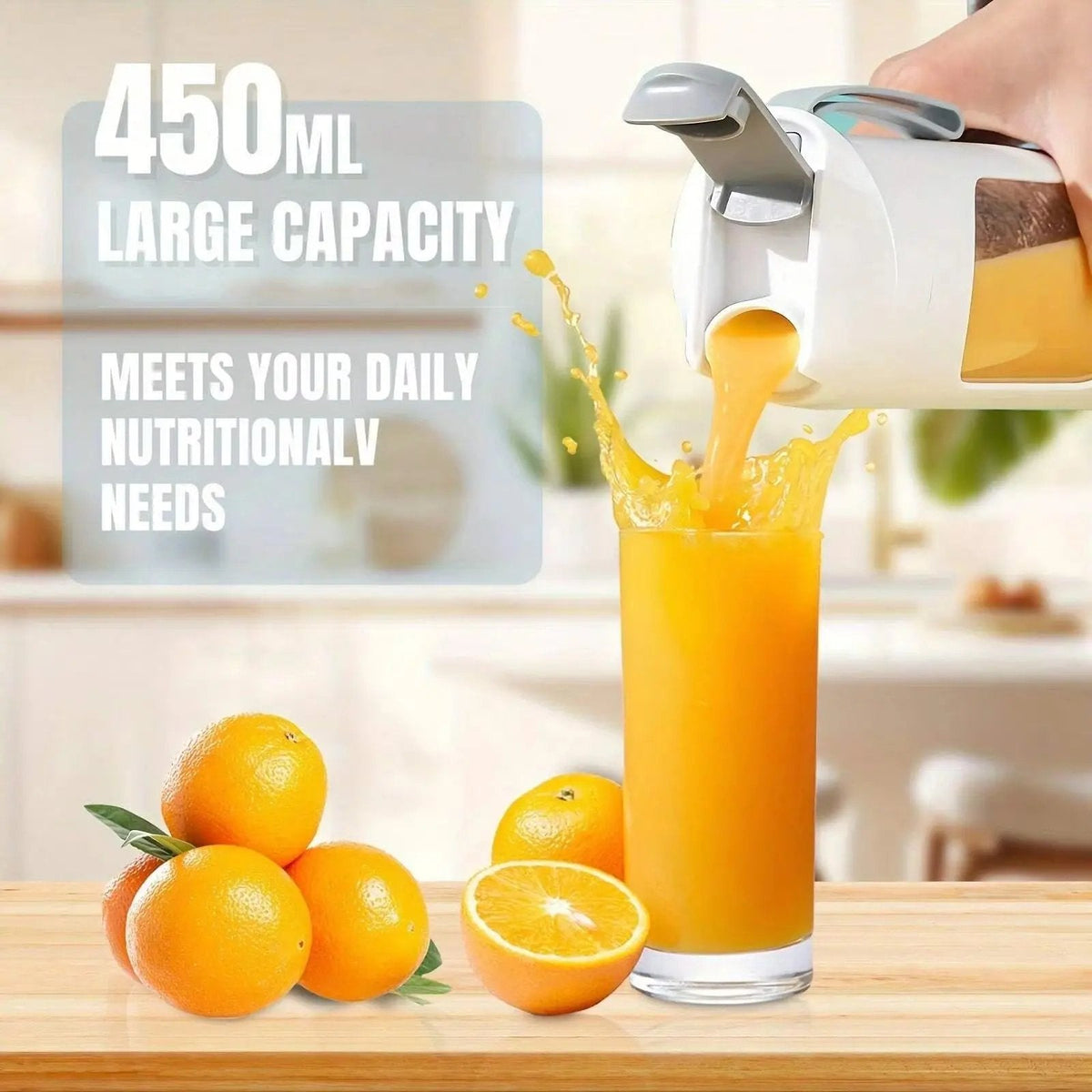 Portable Blender Rechargeable USB-C 450ml Stainless Steel Blades