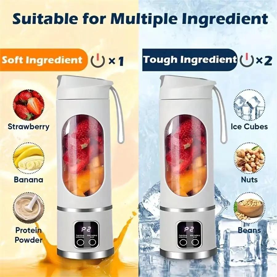Portable Blender Rechargeable USB-C 450ml Stainless Steel Blades