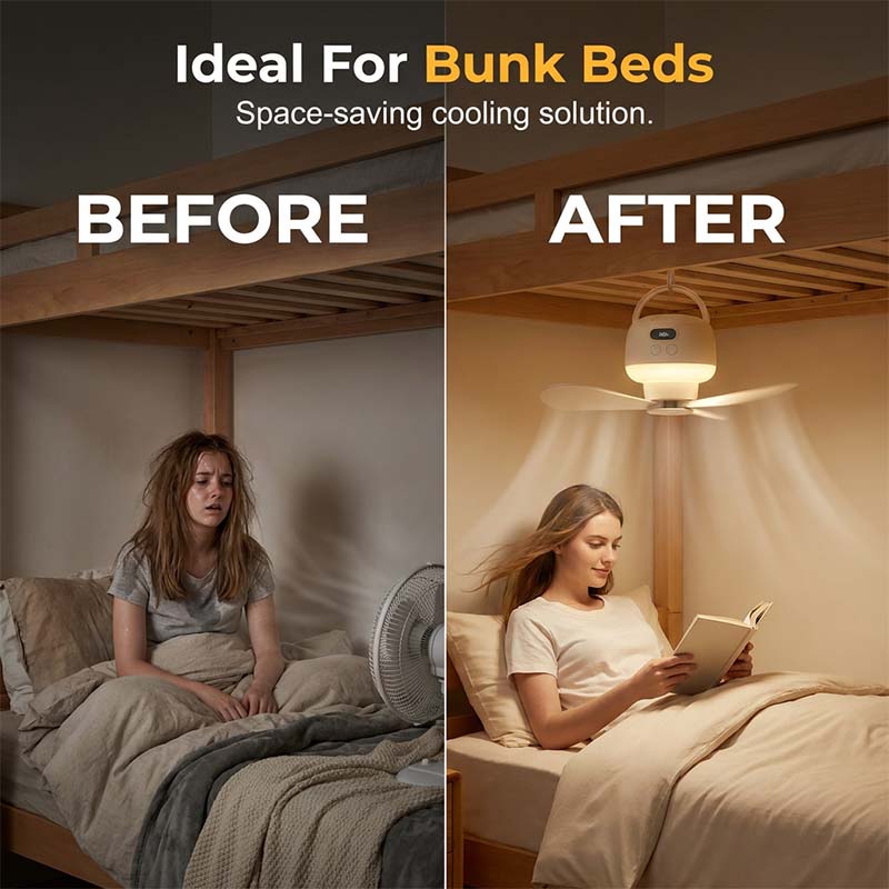 Portable Ceiling Fan Rechargeable LED Light Ultra-Quiet