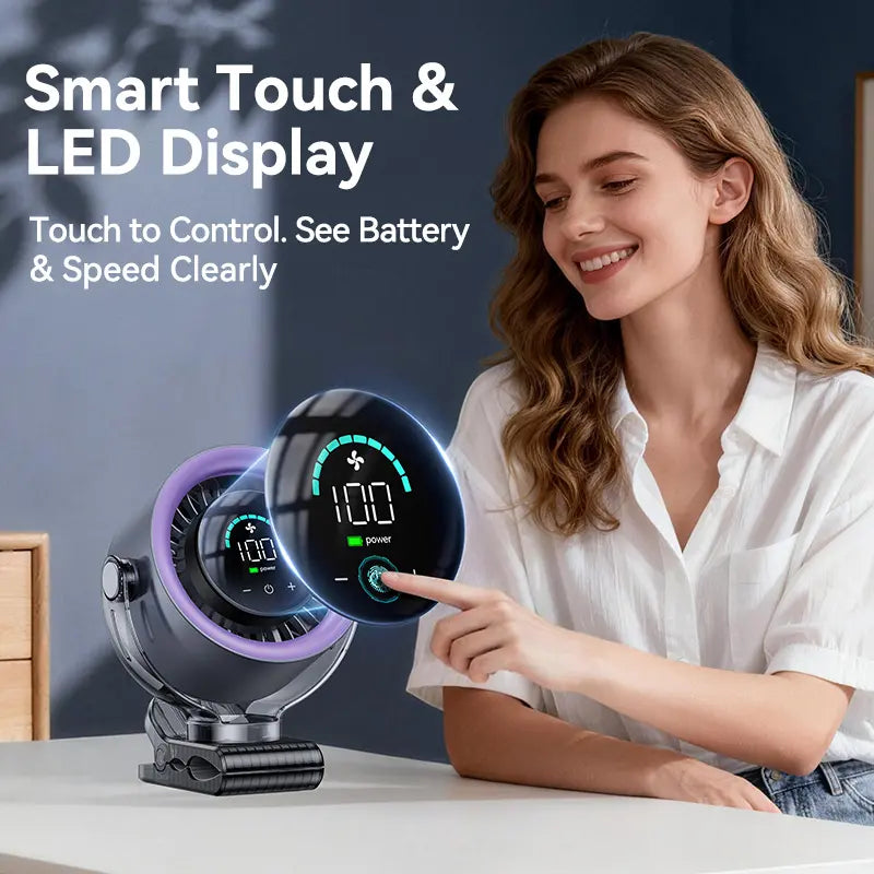 Portable Clip Fan 3-In-1 Rechargeable 12-Hour Runtime