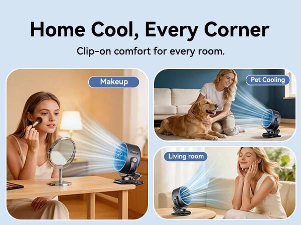 Portable Clip Fan 3-In-1 Rechargeable 12-Hour Runtime