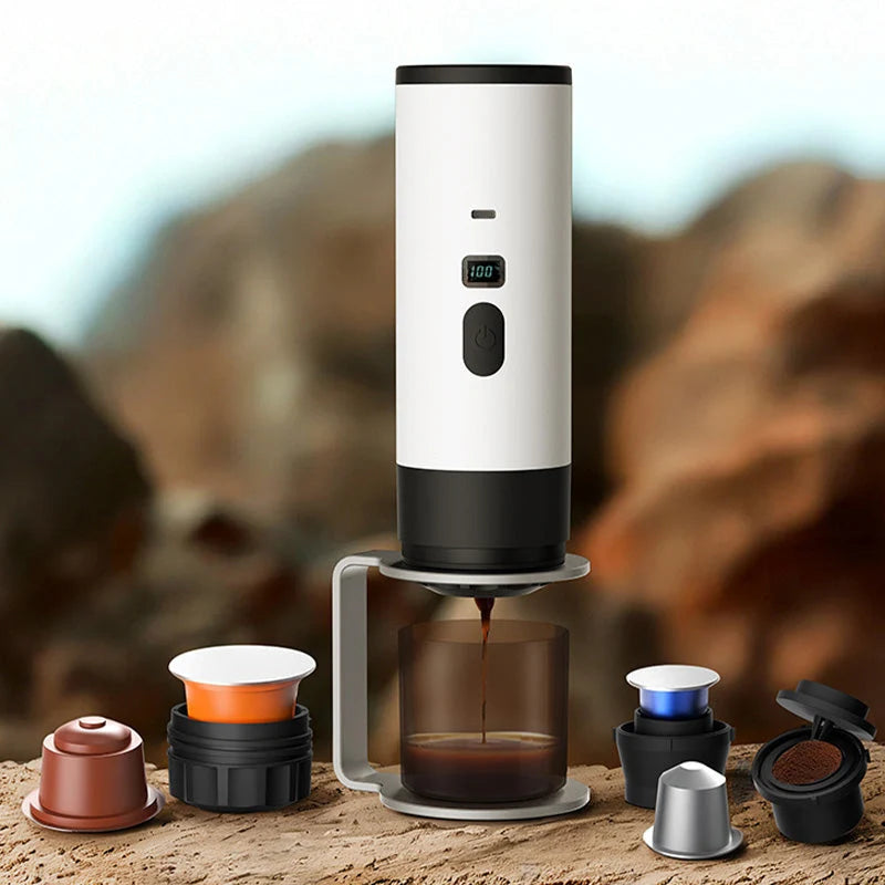 Portable Espresso Machine Battery Powered USB-C Charging LCD Display