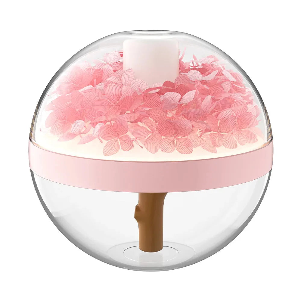 Portable Humidifier Glass Dome Preserved Hydrangea USB Rechargeable