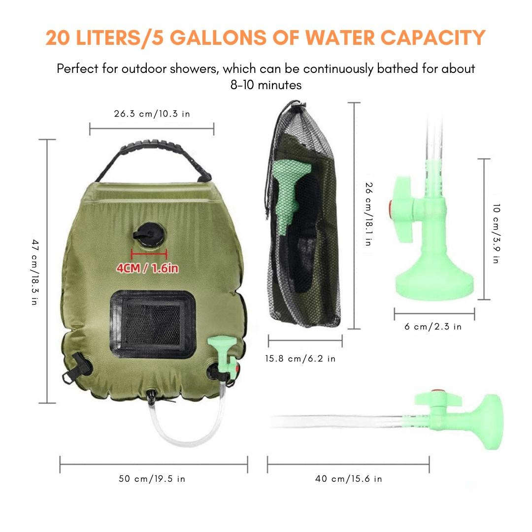 Portable Shower Foldable Solar-Heated 20 Liter