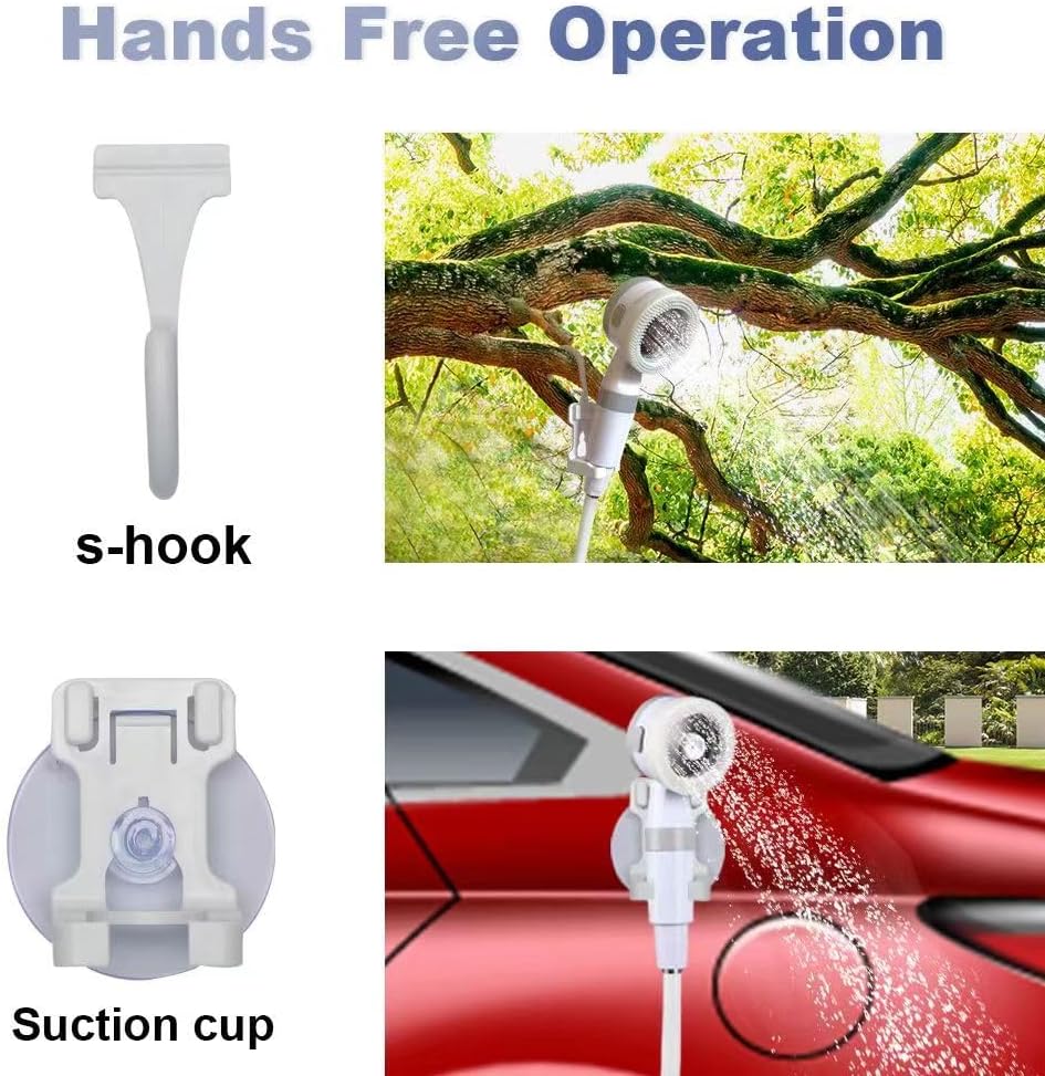 Portable Shower Rechargeable USB Adjustable Spray & Shut-Off Valve