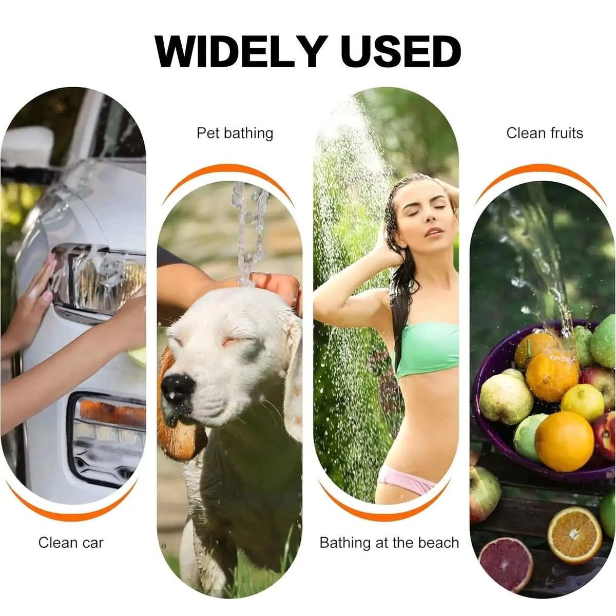 Portable Shower USB Rechargeable Adjustable Spray & Stop Valve