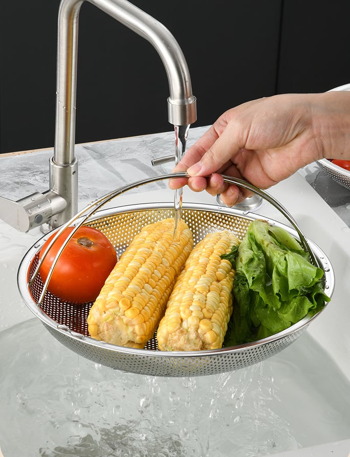 Pot Steamer Insert Stainless Steel Ergonomic Handle & Fine Perforation