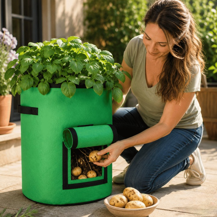 Potato Grow Bag Breathable Non-Woven Harvest Window Reinforced Handles