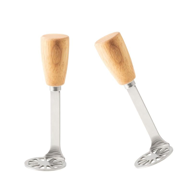 Potato Masher Stainless Steel Head & Ergonomic Wooden Handle