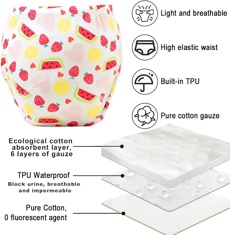 Potty Training Pants 6-Layer Cotton Gauze Washable & Reusable
