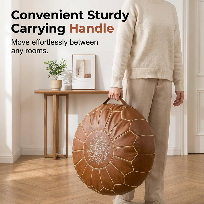 Pouf Ottoman Hidden Storage Water-Resistant Faux Leather
