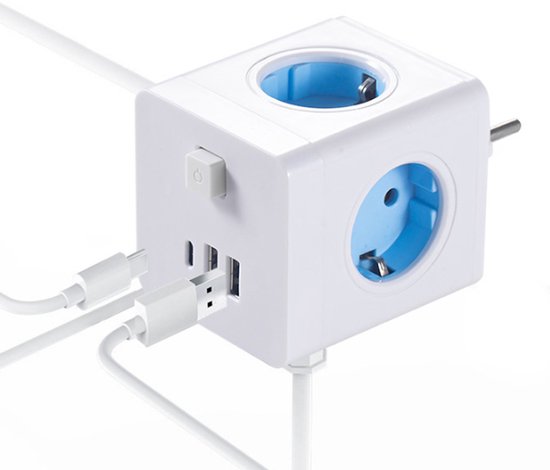 Power Strip Cube Space-Saving 4 Outlets & USB