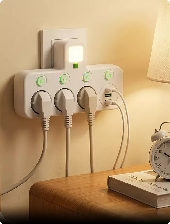 Power Strip USB-C & USB-A Surge Protection Night Light